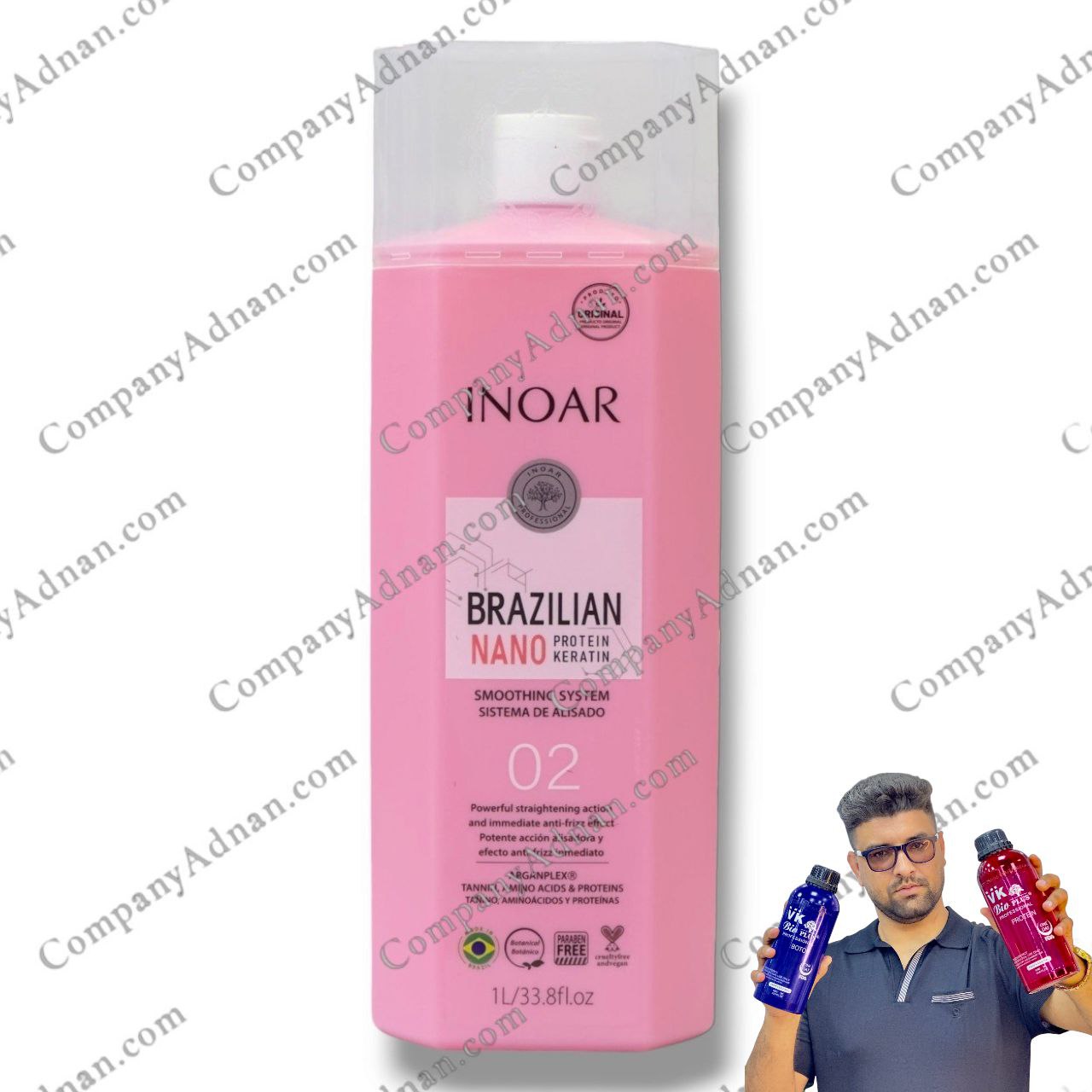 پروتئین مو ترمیم کننده برزیلین نانو اینوآر حجم 1000 میل اورجینال ا Brazilian Nano Repair hair Protein INOAR 1000 ML