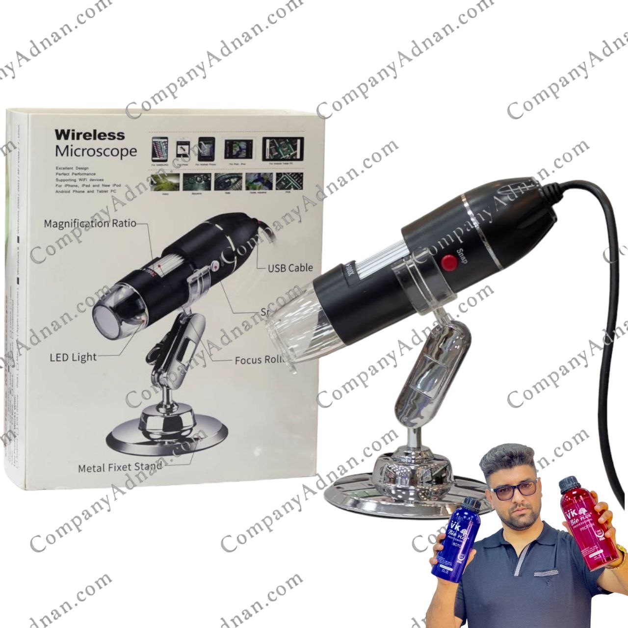 دستگاه آنالیز پوست و مو قلمی با زوم 500 برابر برای تشخیص ریزش و آکنه - Digital Skin and Hair Analyzer Pen Microscope
