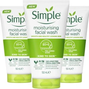 ژل شستشوی مرطوب کننده صورت سیمپل سری کایند تو اسکین حجم 150ML
