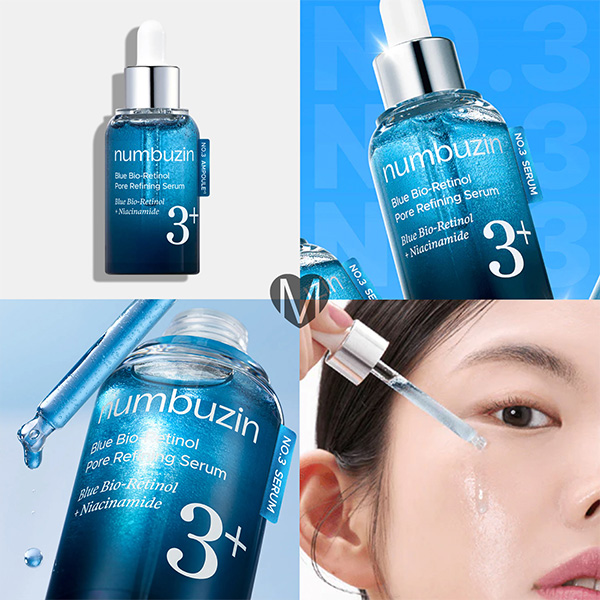 سرم بیو رتینول آبی و نیاسینامید نامبوزین Numbuzin Bio Retinol Pore Refining Serum 30Ml