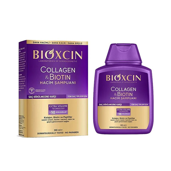 شامپو حجم دهنده بیوتین کلاژن بیوکسین Bioxcin Collagen & Biotin Volumizing Shampoo 300Ml