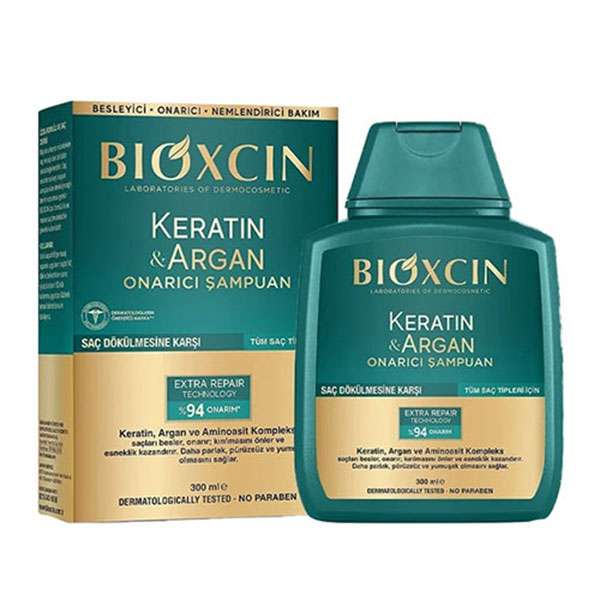 شامپو کراتین و آرگان بیوکسین Bioxcin keratin & Argan Repairing Shampoo 300Ml